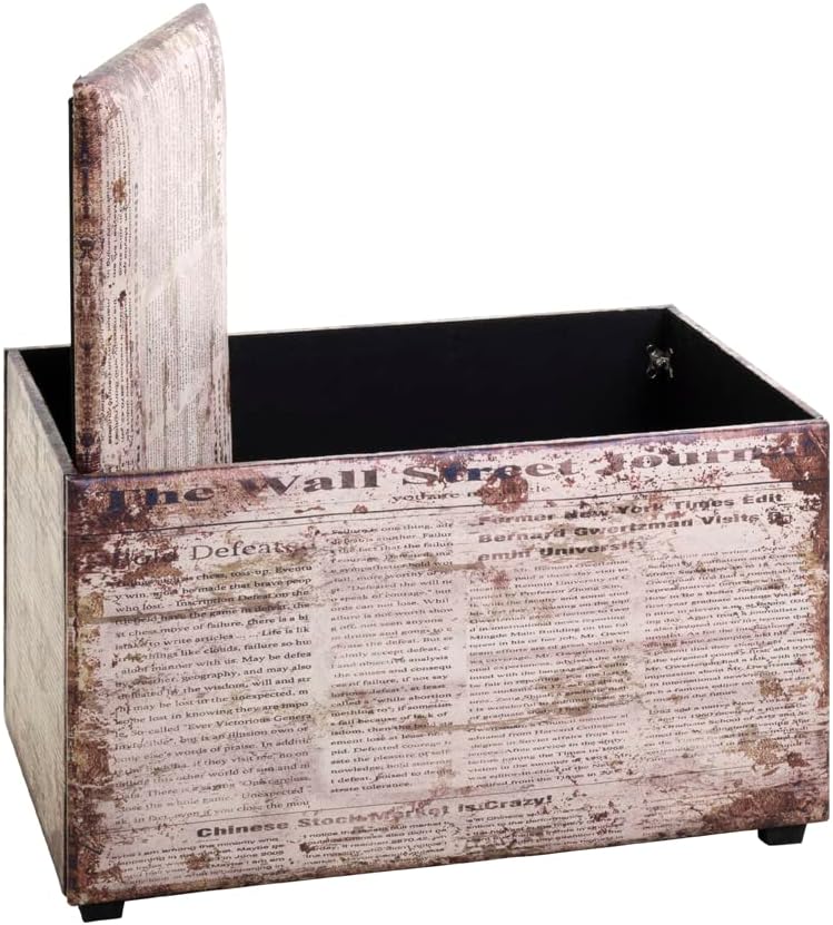 HAKU Möbel Sitztruhe, Kunstleder, Motiv, B 65 x T 40 x H 42 cm Wall Street 65 x 40 x H 42 cm Motiv,