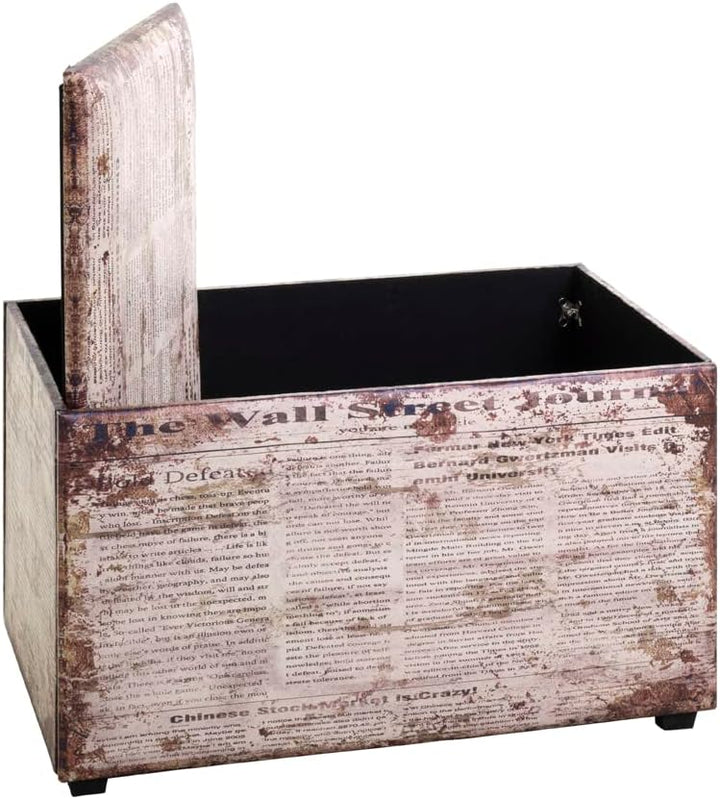 HAKU Möbel Sitztruhe, Kunstleder, Motiv, B 65 x T 40 x H 42 cm Wall Street 65 x 40 x H 42 cm Motiv,