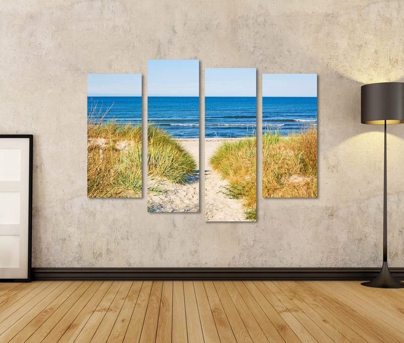 Bild auf Leinwand Strand Zugang Weg zur Ostsee Marram Grass Aside Wandbild Poster Kunstdruck Bilder