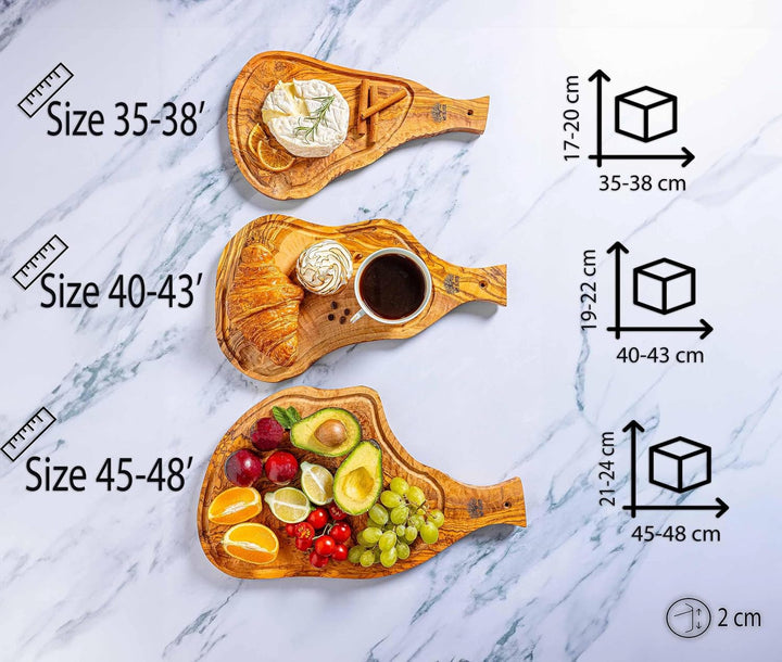 MrOliver® Venus – Schneidebrett aus natürlichem Olivenholz – professionelles Küchenbrett – Design-Zu