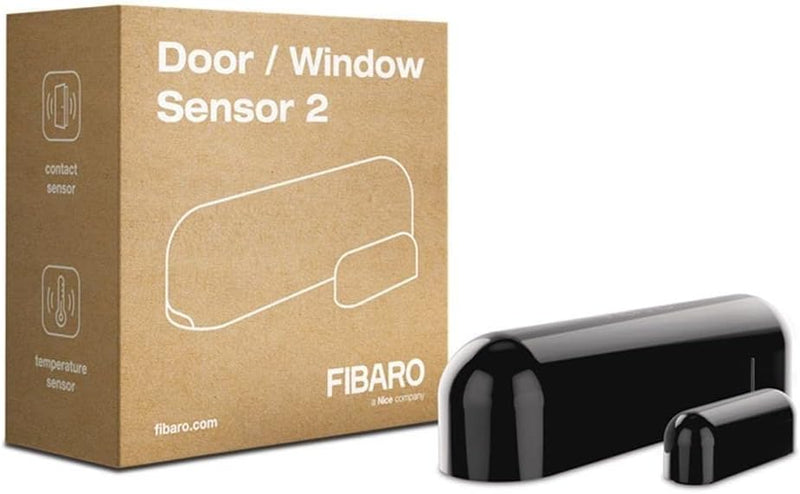 FIBARO Door Windows Sensor 2 / Z-Wave Plus Türfenster und Temperatursensor, Schwarz, FGDW-002-3, Sch