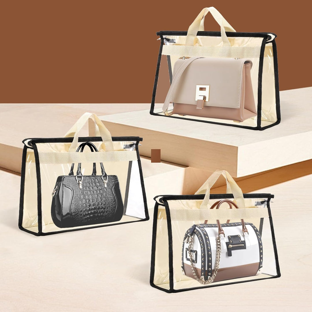 6 Stück Staubbeutel Transparent Staubbeutel für Handtaschen Aufbewahrung Organizer mit Reissverschlu
