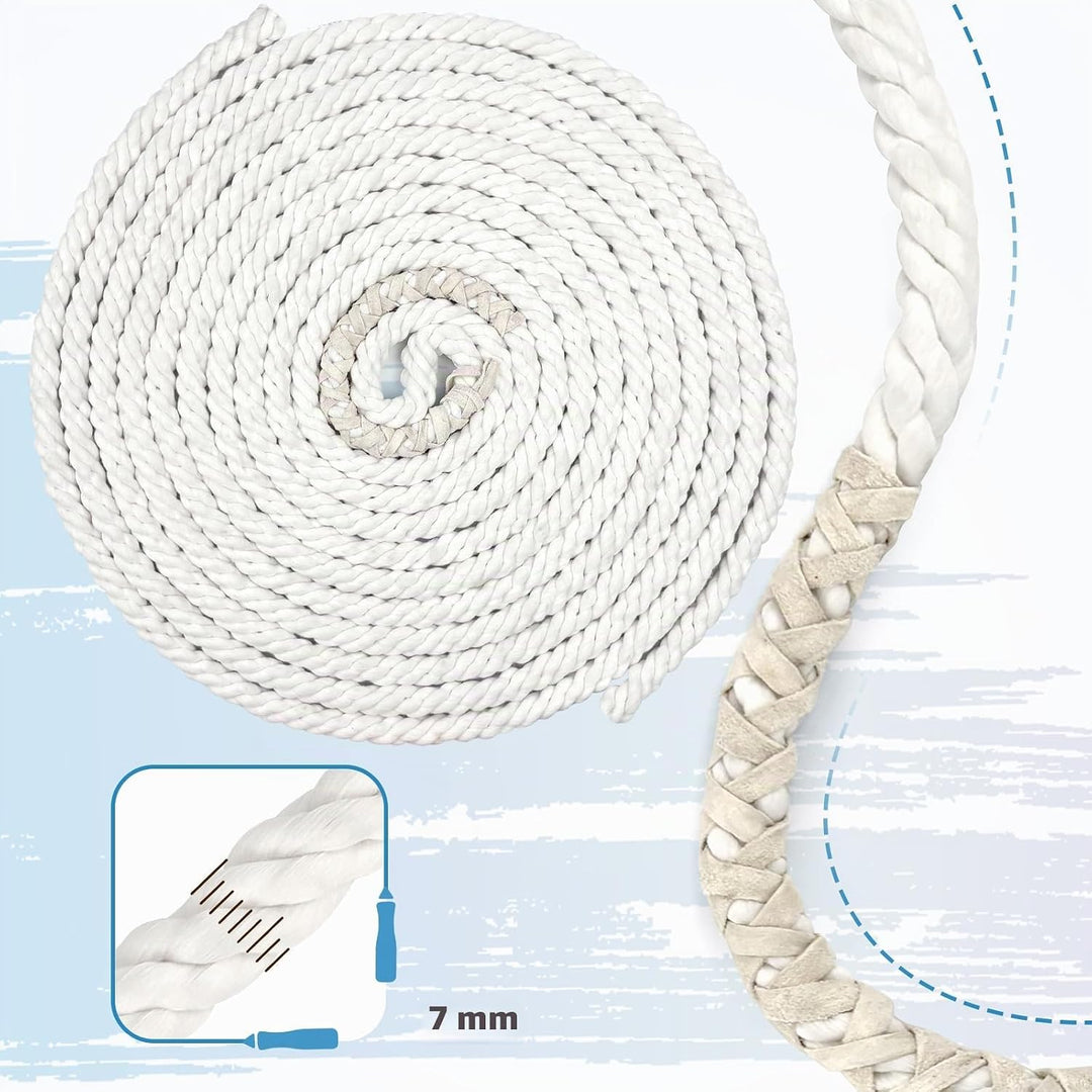 Lange Springseil, Mehrspieler-Seil, Springseil mit Holzgriff für Schule, Sport, Outdoor-Aktivitäten,