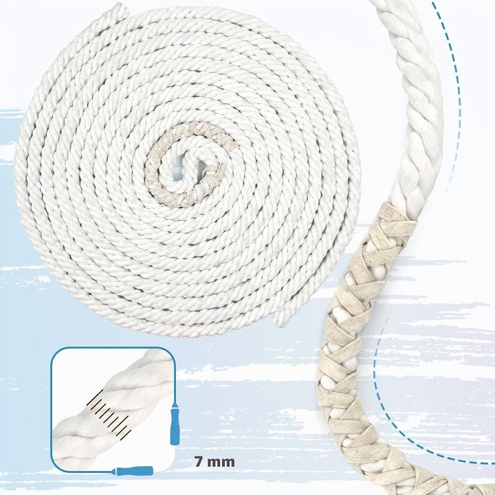 Lange Springseil, Mehrspieler-Seil, Springseil mit Holzgriff für Schule, Sport, Outdoor-Aktivitäten,