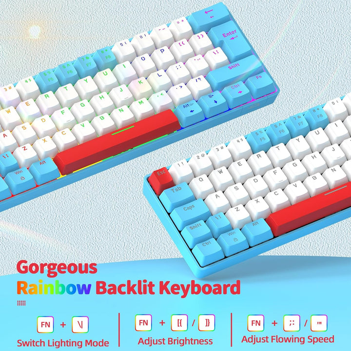 Mini 60% Gaming-Tastatur Kabelgebundene mechanische Keyboard, Kompakte Tragbare 62 Tasten, UK-Layout