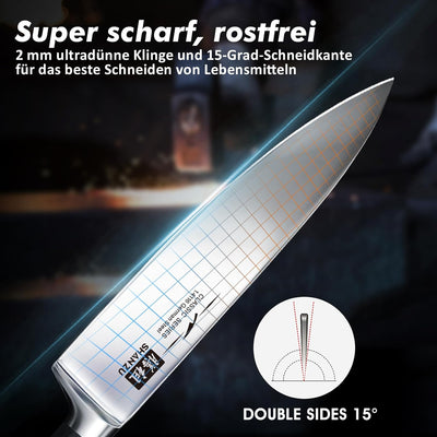 SHAN ZU Kochmesser Küchenmesser Set Profi Messer Chefmesser Allzweckmesser Deutscher Edelstahl Extra