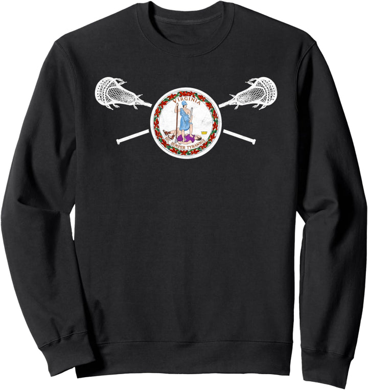 Virginia Lacrosse State Flag & Crossed Sticks Retro Graphic Sweatshirt