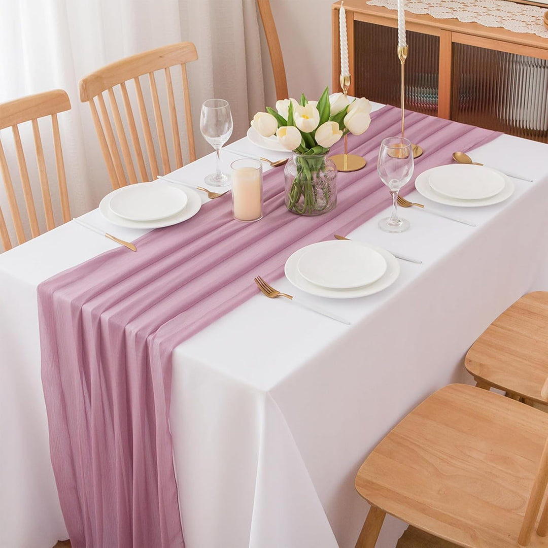 Tischläufer Altrosa Chiffon Tischläufer Hochzeit Stoff für Esszimmer 300 x 70 cm Altrosa-t 70 x 300