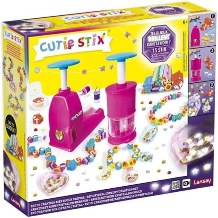 Cutie Stix - Bastelset Mein Kristallschmuck - Kinder-Bastelset für Schmuck - Ab 6 Jahren - Lansay Cu