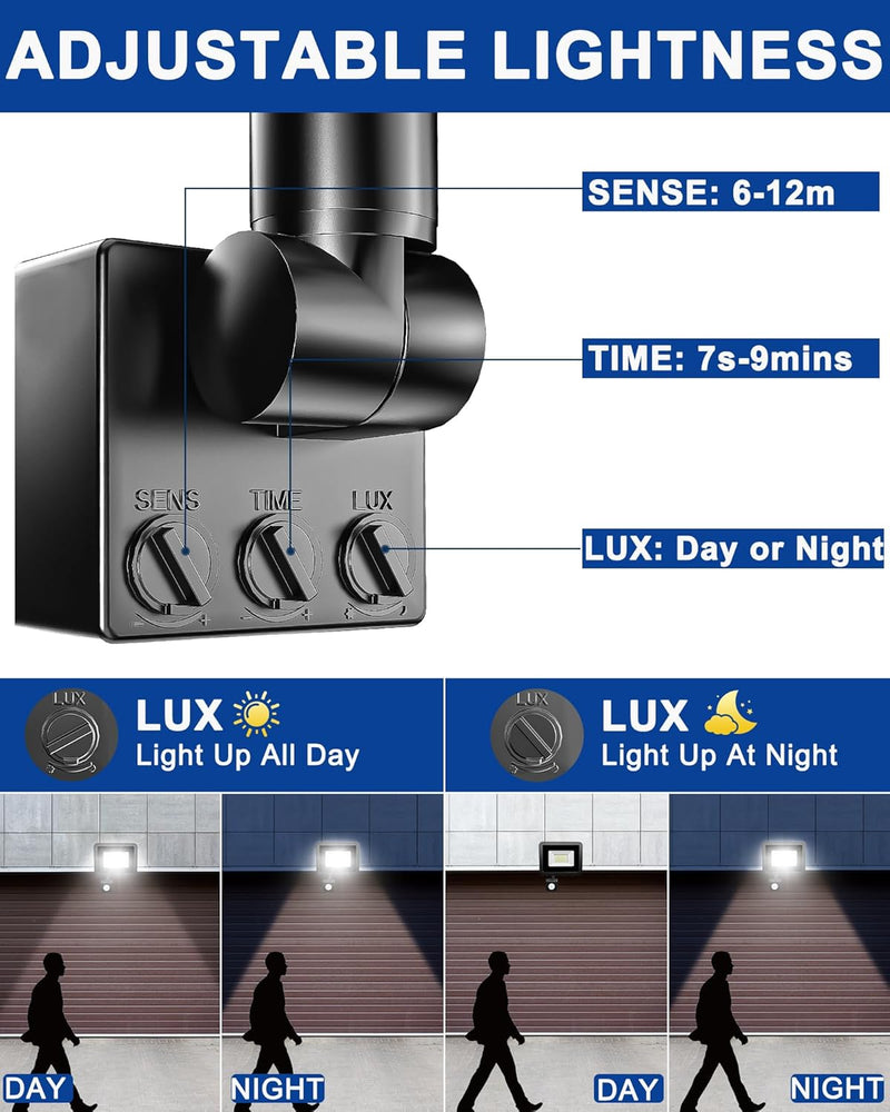 LED Strahler mit Bewegungsmelder Aussen, 20W 2000LM 24 LED Beads Fluter, 6500K Kaltweiss Superhell S