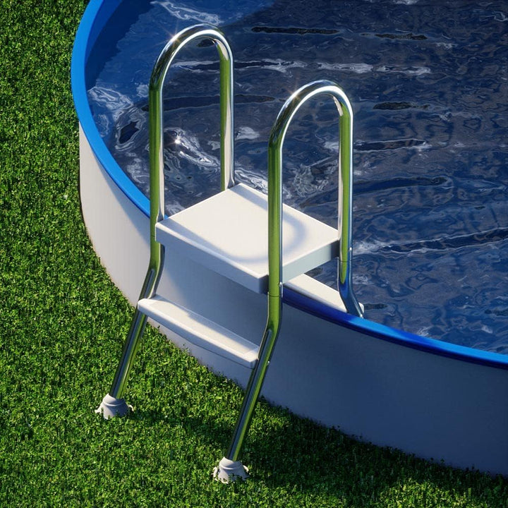 Original ASTRAL Edelstahl Leiter für teileingelassene Pools 0,90-1,00 m - 1x 1 Stufe + 1x 3 Stufen -