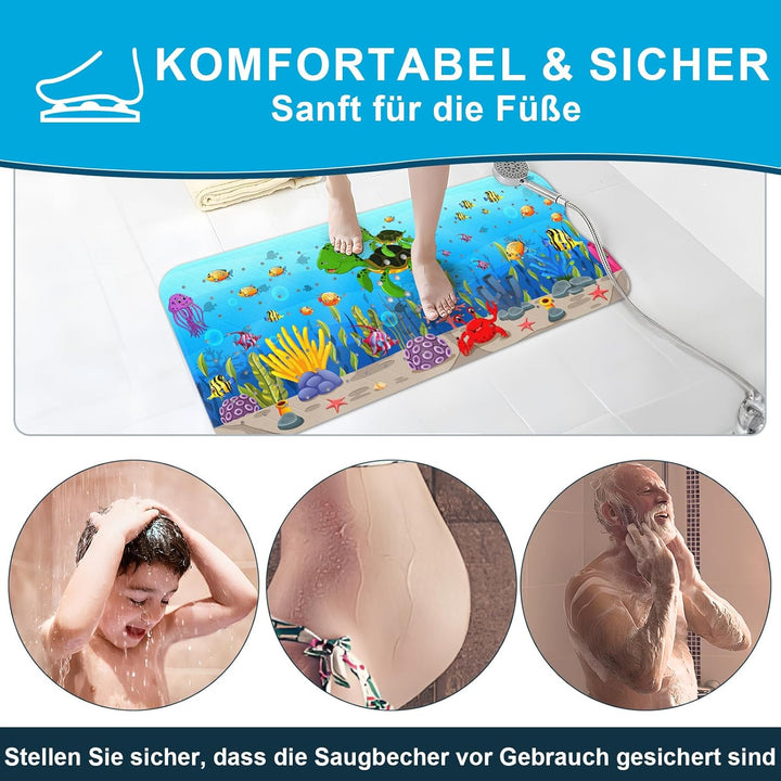 XIYUNTE Badewannenmatte rutschfest Kinder - 100% BPA frei, Extra Komfortabel Antirutschmatte Badewan