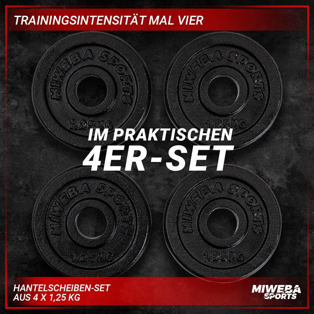 Miweba Sports Hantelscheiben Set HSG | 𝐏𝐫𝐨𝐟𝐢 Hanteln - 1.25-10.0 Kg Hantelscheibe - Hantel Scheiben