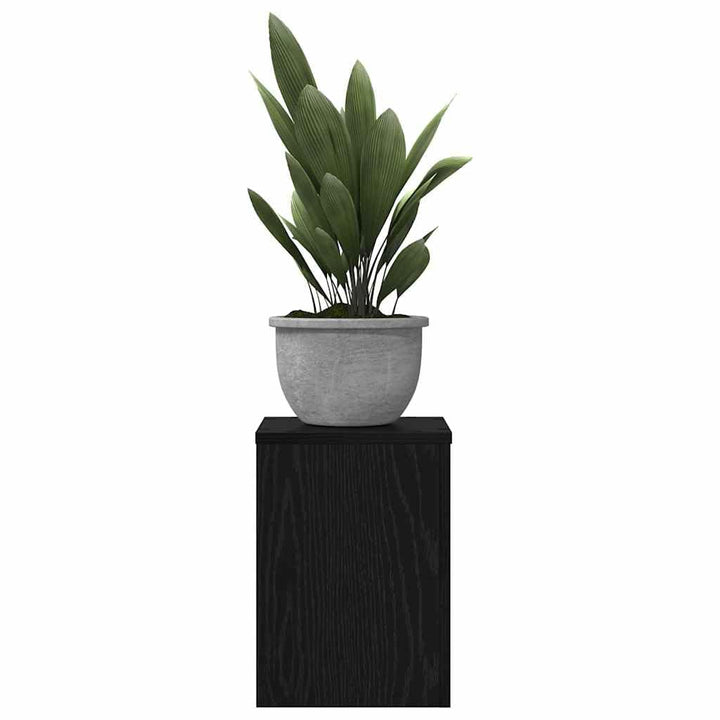 vidaXL Pflanzenständer 2 pcs Schwarz Eichen-Optik 25 x 25 x 35 cm, Wohzimmer Deko, moderner Pflanzen