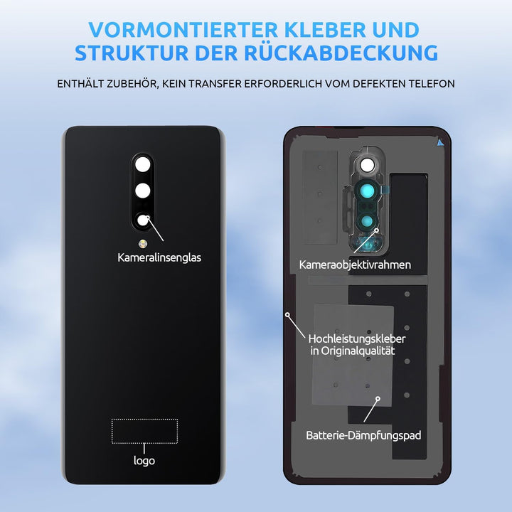 Akkudeckel für OnePlus 7 Pro Rückseite Glas Original Backcover Back Glas Ersatz Reparatur Set mit Ka