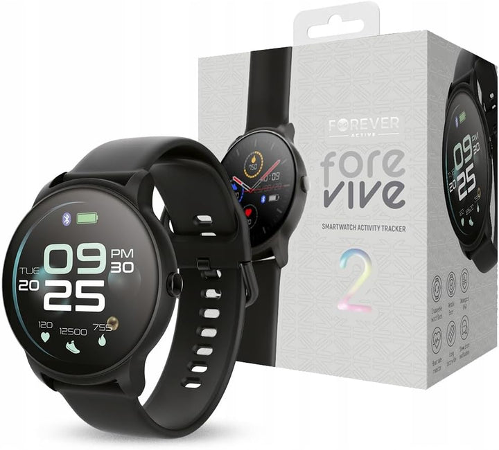 FOREVER Smartwatch SB-330 Schwarz Damen Herren Fitness Tracker wasserdicht Deutches menu Smart Watch