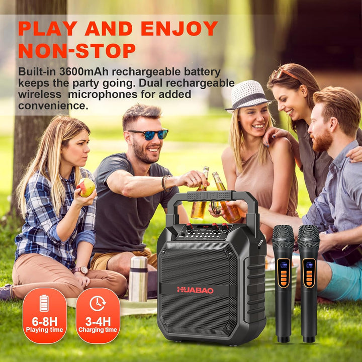 Karaoke-Maschine, tragbarer Bluetooth-Lautsprecher mit drahtlosem Mikrofon für Erwachsene & Kinder,