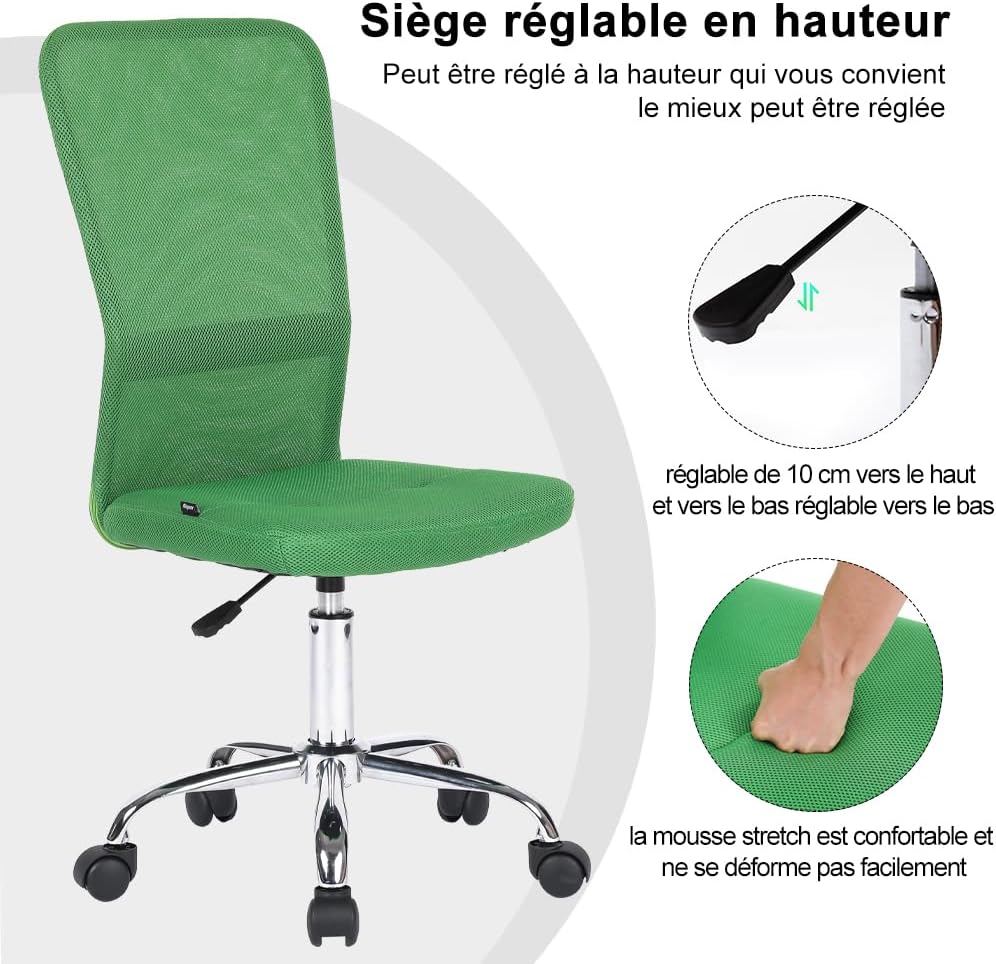 Mingone Bürostuhl Ergonomisch Schreibtischstuhl aus Mesh Höhenverstellbarer Drehstuhl 360° Drehbarer