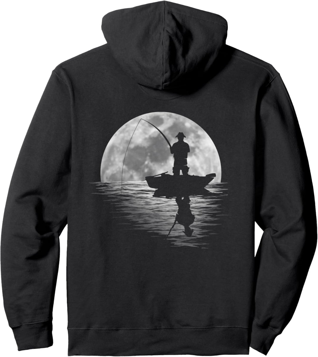 Vollmond mit Angler Silhouette romantisch Mondlicht Angeln Pullover Hoodie