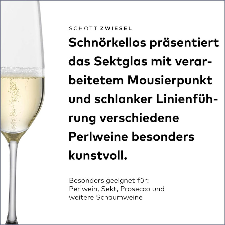 SCHOTT ZWIESEL Sektglas Viña (6er-Set), zeitlose Proseccogläser mit Moussierpunkt, spülmaschinenfest