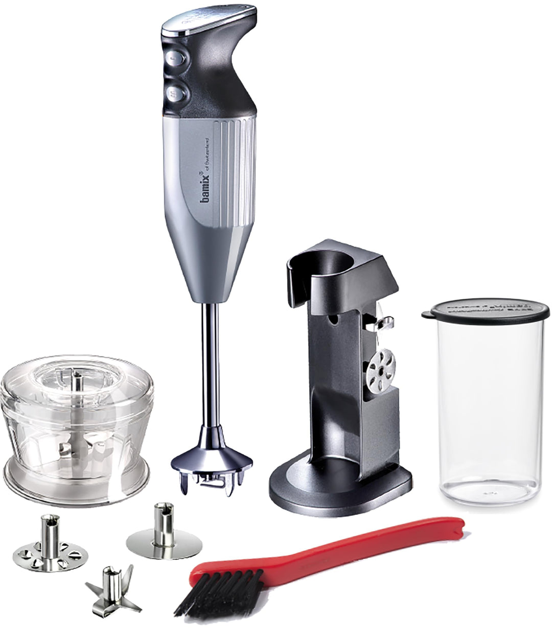 bamix Stabmixer Set M200 Chef's favorite inkl. Ständer, 1 Becher, 3 Aufsteckteile, Hacker, Reinigung