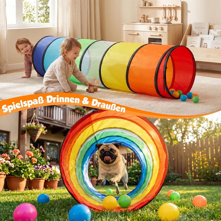 Wilwolfer Tunnel für Kinder - Spielzelt für Draussen mit Mesh-Seiten - 180cm Tunnel für Kinder motor