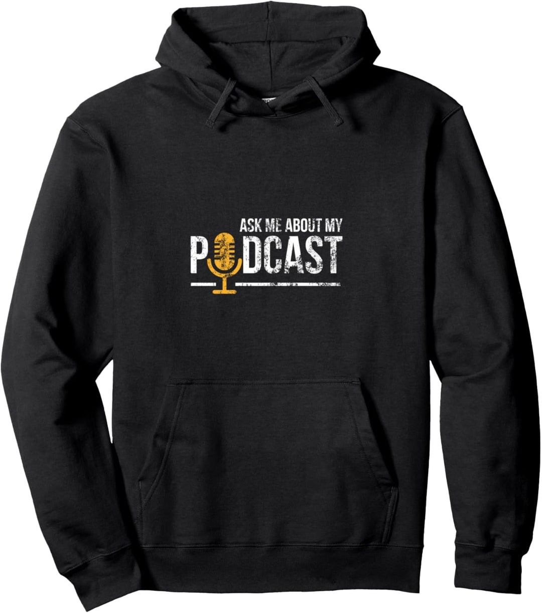 Vintage Ask Me About My Podcast Distressed Podcasters Pullover Hoodie