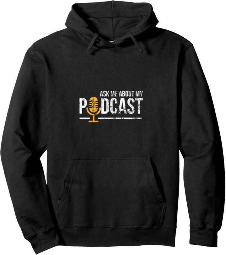 Vintage Ask Me About My Podcast Distressed Podcasters Pullover Hoodie