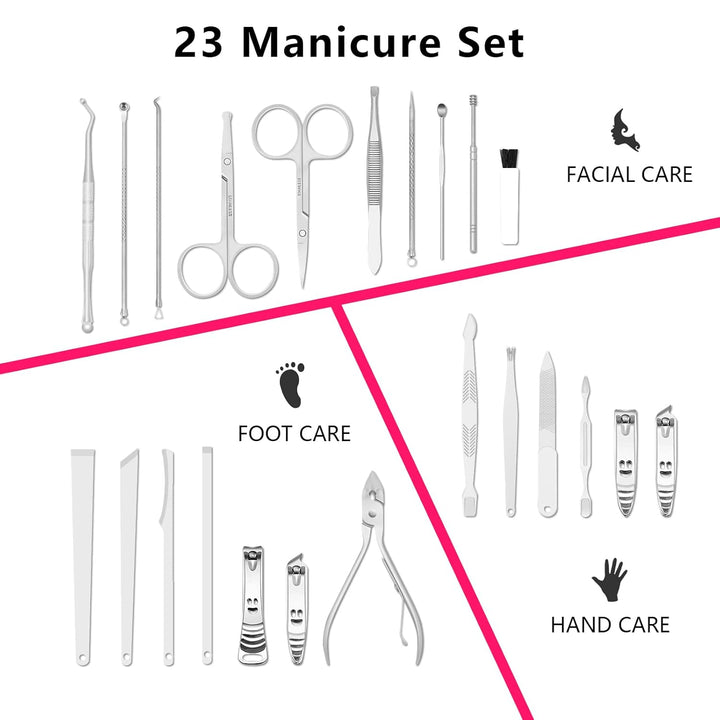 Maniküre Set 23 stücke Professionelles Nagelknipser Kit Pediküre Kit Pflegeset aus Edelstahl Nagelpf