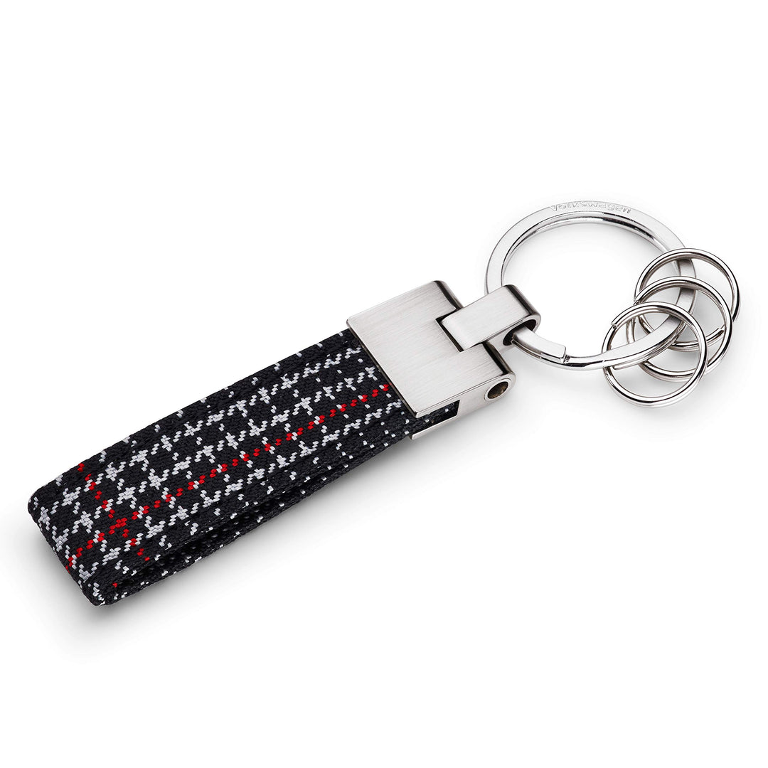 Volkswagen 5HV087010A Schlüsselanhänger GTI Metall Stoff, Schwarz/Weiss/Rot/Silber 100x31 mm