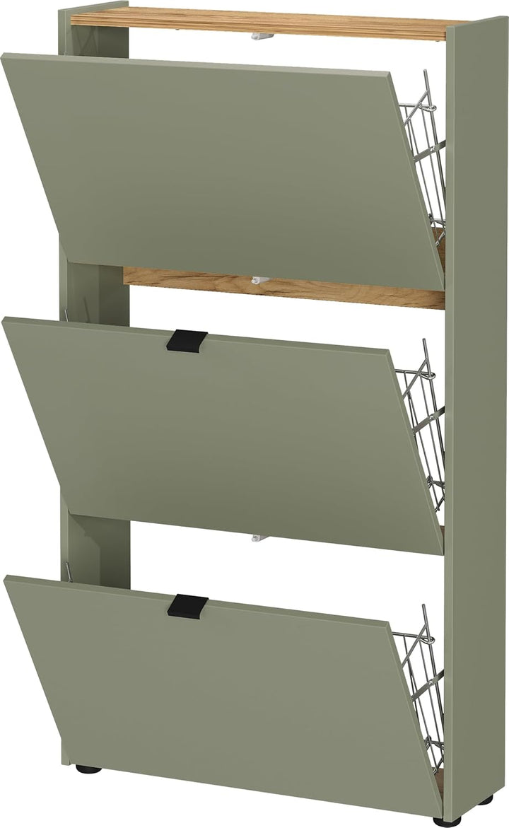 GERMANIA DIE MÖBELMACHER Germania Schuhschrank 3235-629, in Taupegrün/Navarra-Eiche-Nb., mit Klappen