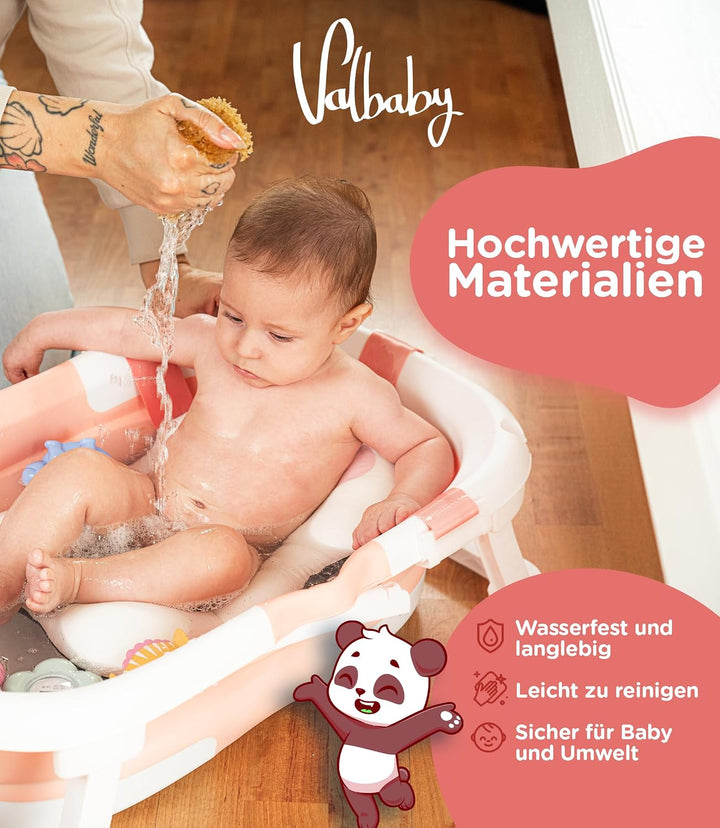 Baby Badewanne Faltbar Antirutsch Ergonomisch Neugeborene Bis 2 Jahre Rosa + Panda Kissen Gross und