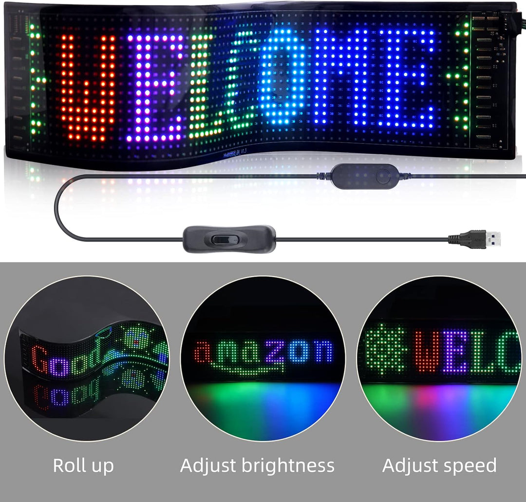 Rupse LED-Laufschrift, Flexibler LED Anzeigetafel mit Bluetooth Smart App,LED Namensschild Programmi