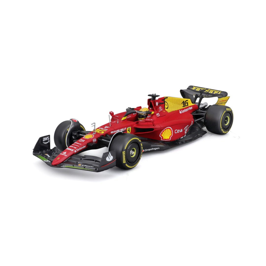 Bburago Ferrari F1-75 (2022): Modellauto im Massstab 1:24, 16 Charles Leclerc, mit Fahrer, Hardcase,