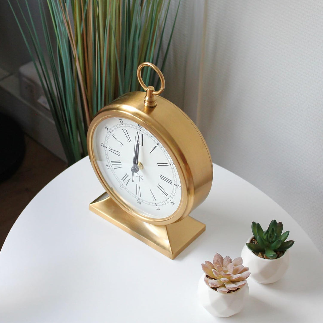 Schreibtischuhr – Taschenuhr – Standuhr aus Metall Kupfer – leise Zeiger – automatische Funkzeit – Z