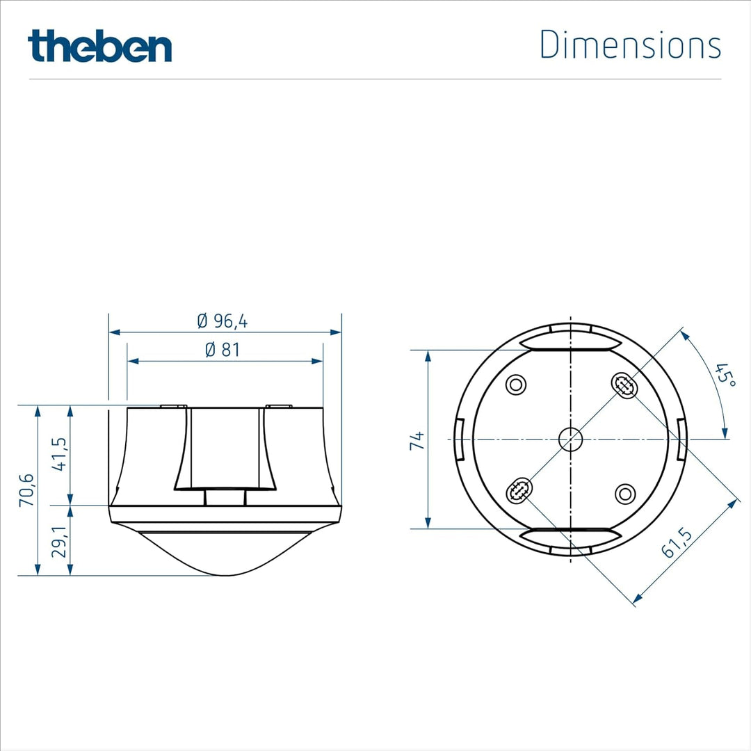 Theben 1030550 theMova S360-100 AP WH - Bewegungsmelder Passiv-Infrarot - PIR - 360°