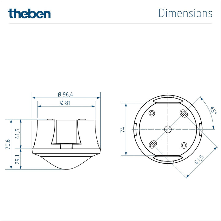 Theben 1030550 theMova S360-100 AP WH - Bewegungsmelder Passiv-Infrarot - PIR - 360°