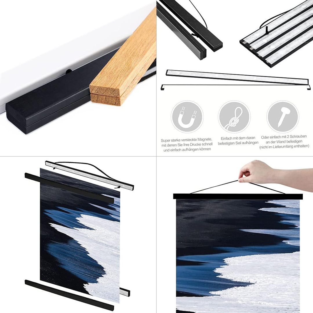 A0 Posterleiste Posterschiene Posterleisten 91CM, Magnet Magnetische Holz Poster Aufhänger Halter Ra
