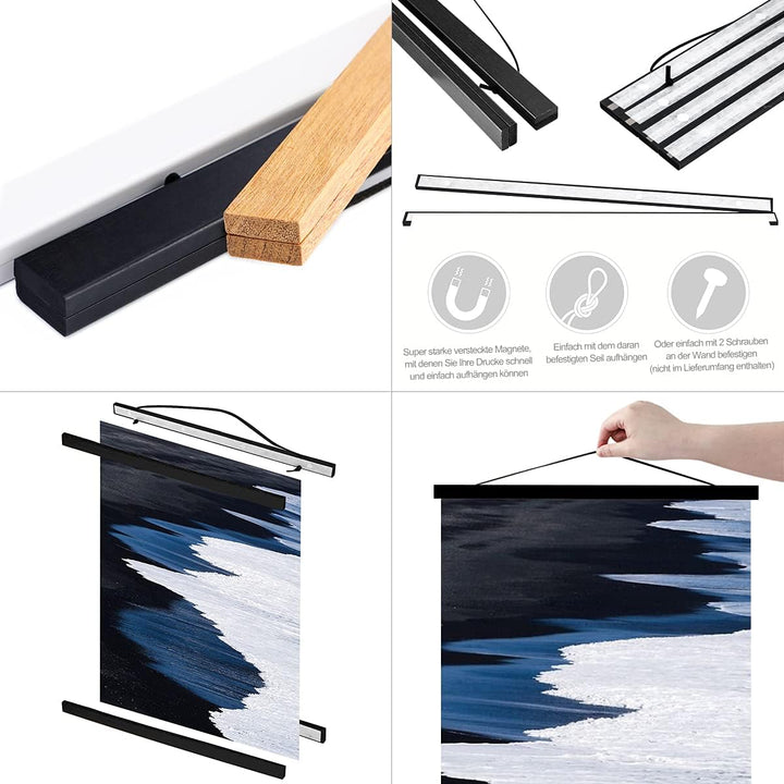 A0 Posterleiste Posterschiene Posterleisten 91CM, Magnet Magnetische Holz Poster Aufhänger Halter Ra