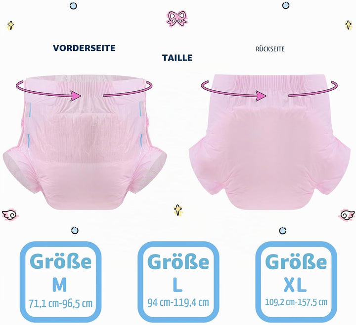 CutiePlusU Windeln für Erwachsene 10 Stück Einweg-Inkontinenz-Slips mit Schlaufen für Damen und Herr
