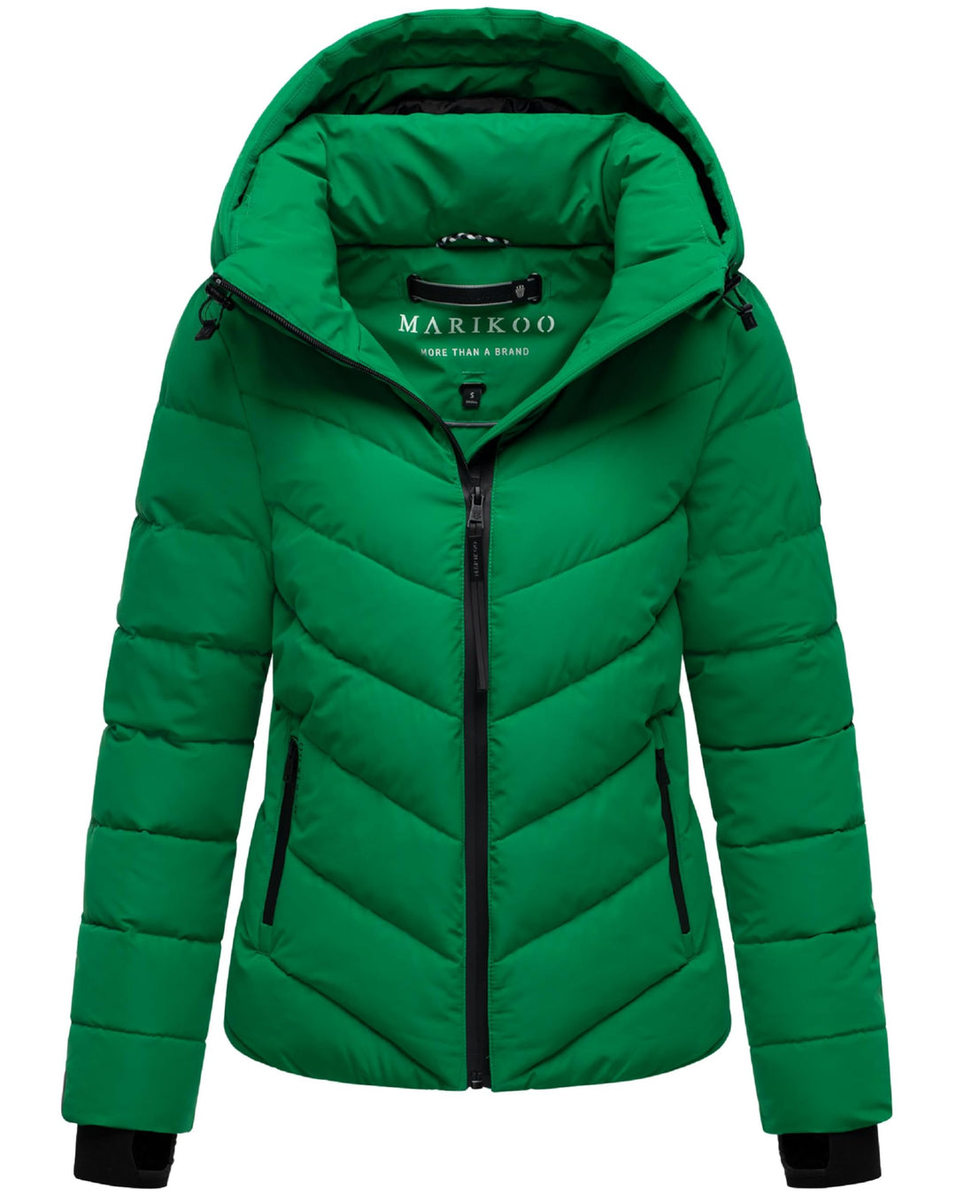 MARIKOO Damen Winterjacke warme Steppjacke mit abnehmbarer Kapuze Samuiaa XVI XS-3XL XS Smaragd Gree