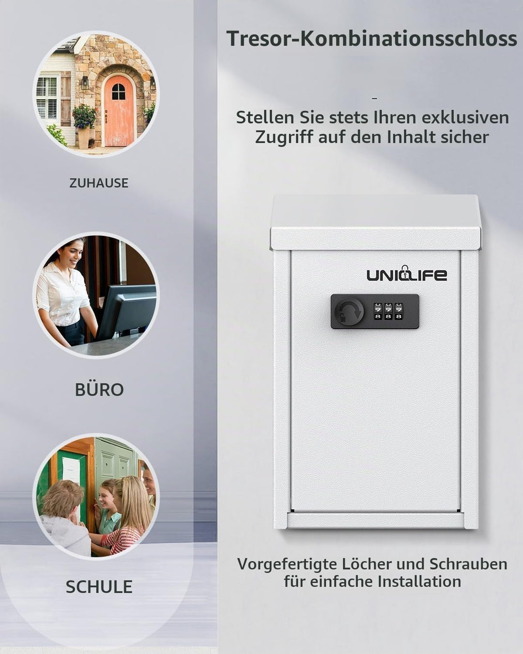 Uniclife Metall Briefkasten für Aussenbereich mit Zahlenschloss, sichere Spenden und Sammlungsbox mi