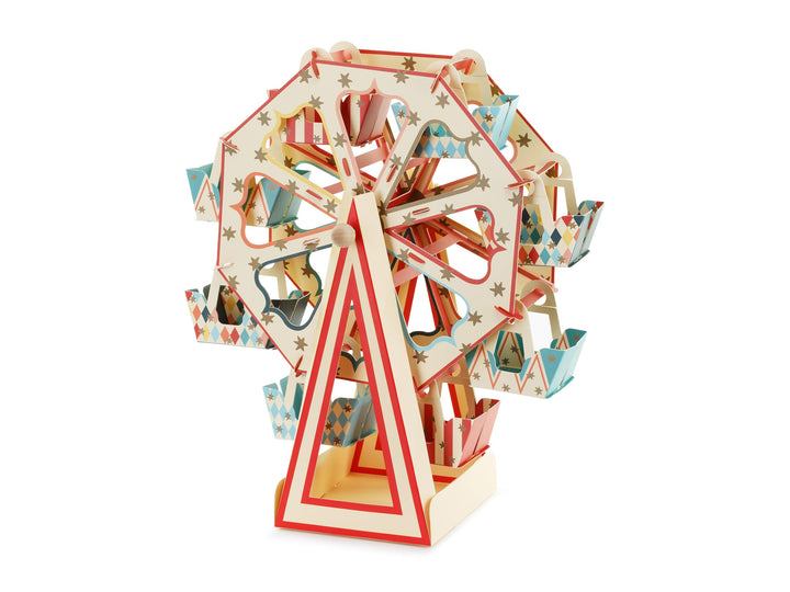 PartyDeco Aufsteller Riesenrad 48x50cm - drehbarer Snackständer mit 8 Kabinen - Karussell Dekostände
