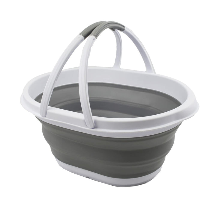 SAMMART 11L Faltbarer Korb mit Griff – Tragbarer Outdoor-Picknickkorb/Krater – Faltbare Einkaufstasc