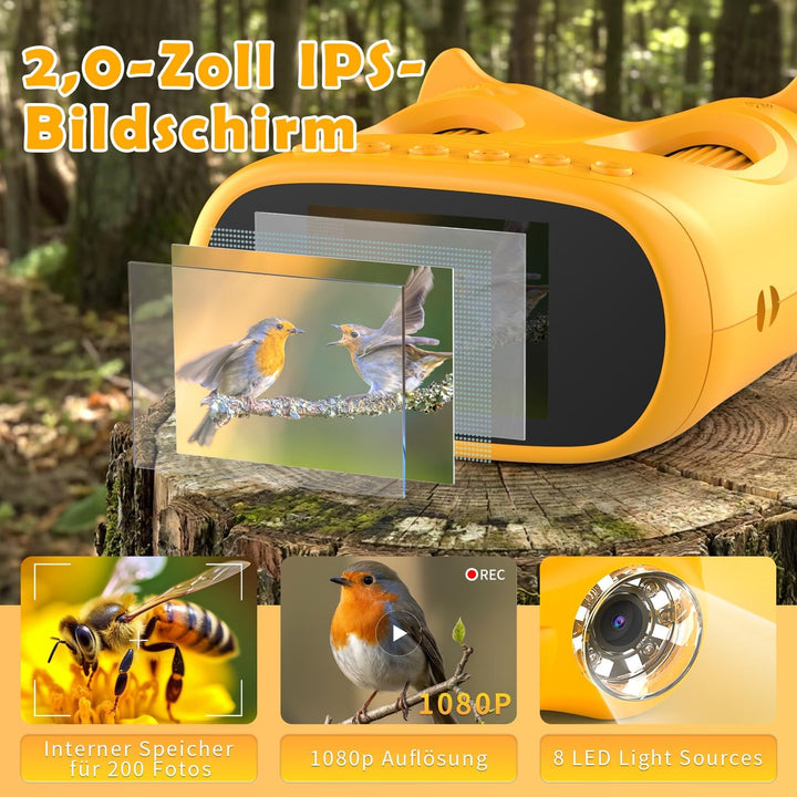 2 in 1 Digitales Kindermikroskop und Fernglas Kinder, 2,0" IPS HD Taschenmikroskop, 10x Vergrösserun
