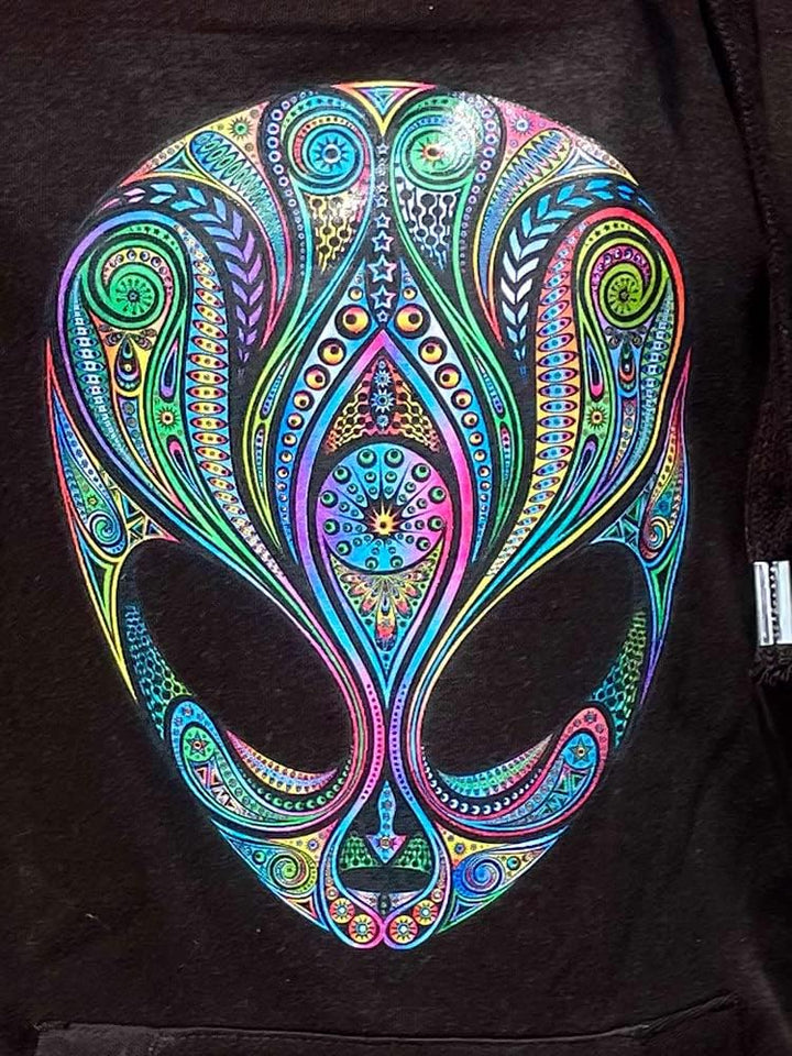 Psychedelic Alien Hoodie schwarz (XL), XL
