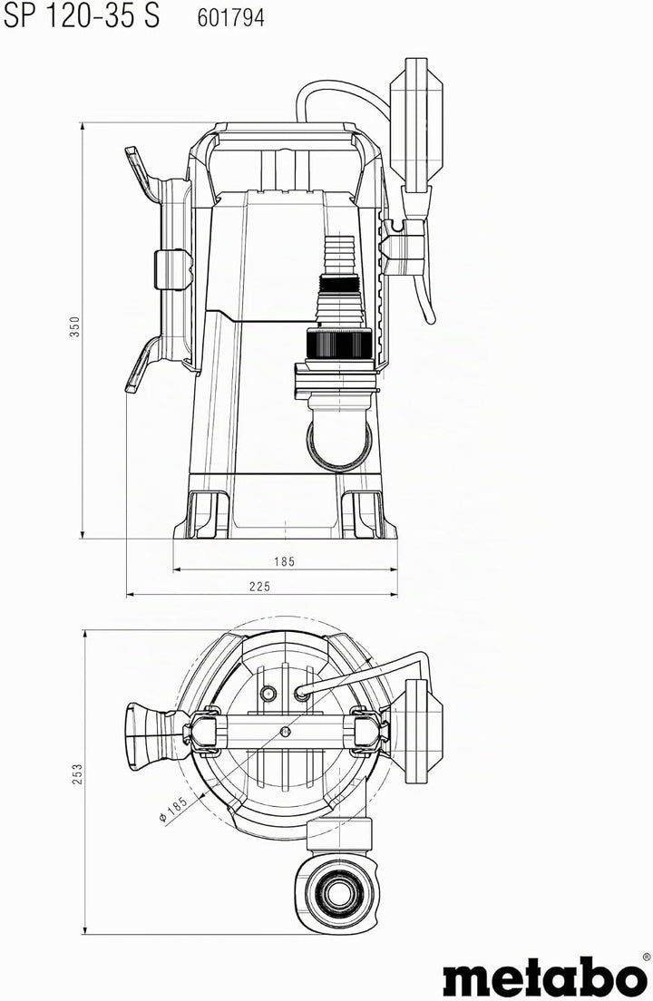 metabo Schmutzwasser‑Tauchpumpe SP 120‑35 S - 410 W, 12.000 l/h, 4.5 m Förderhöhe, bis 35 mm Korngrö
