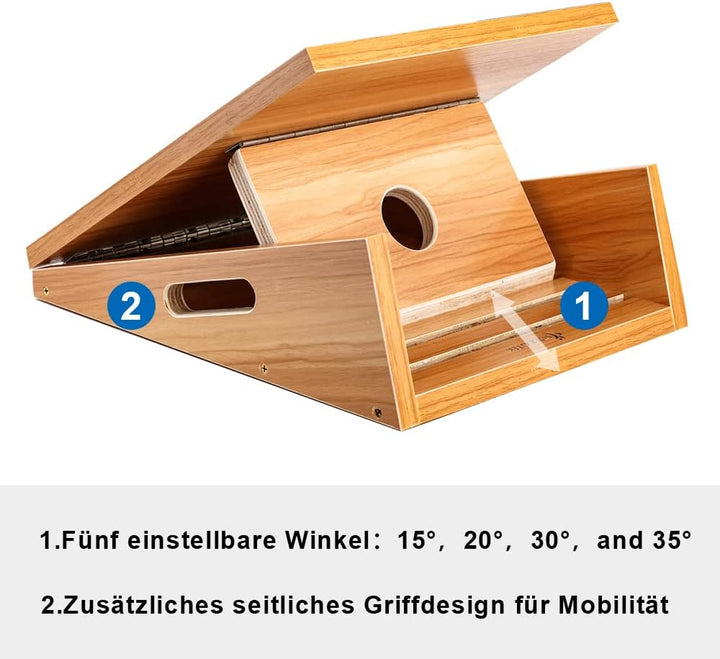 StrongTek Professionelles Slant Board Schrägbrett aus Holz, Verstellbarer und tragbarer Wadendehner,