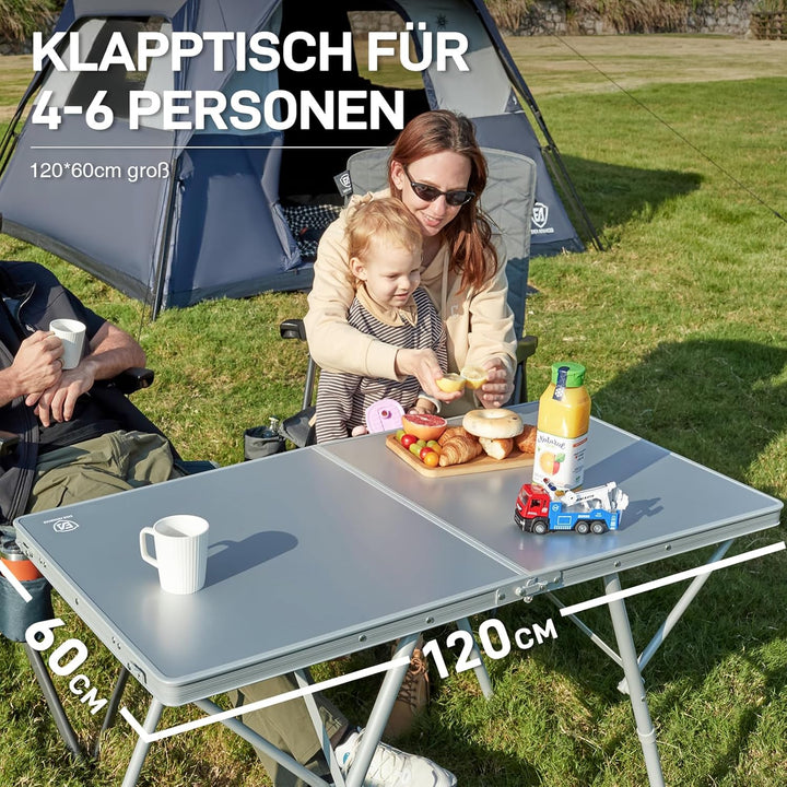EVER ADVANCED Campingtisch faltbar 120x60cm Klapptisch XL für 4-6 Personen Falttisch bis 60kg Stabil
