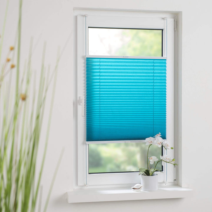 Liedeco® Plissee verspannt mit Klemmträger / 60 x 150 cm Blue Lagoon (blau) (Breite x Höhe) / lichtd